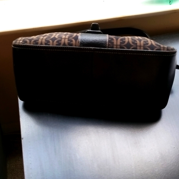 Fossil monogram leather/canvas handbag purse satchel brown. Final Clearance!! - Picture 2 of 4
